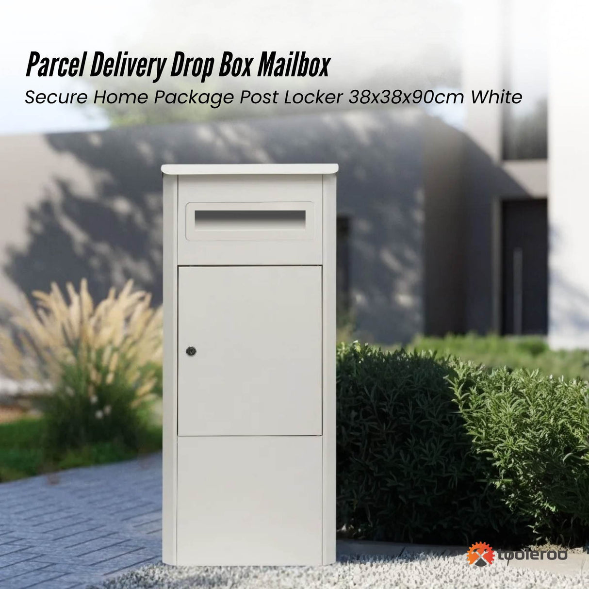 White lockable parcel drop box package delivery locker 38x38x90cm - image 2