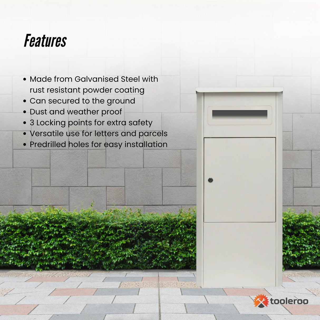 White lockable parcel drop box package delivery locker 38x38x90cm - image 4