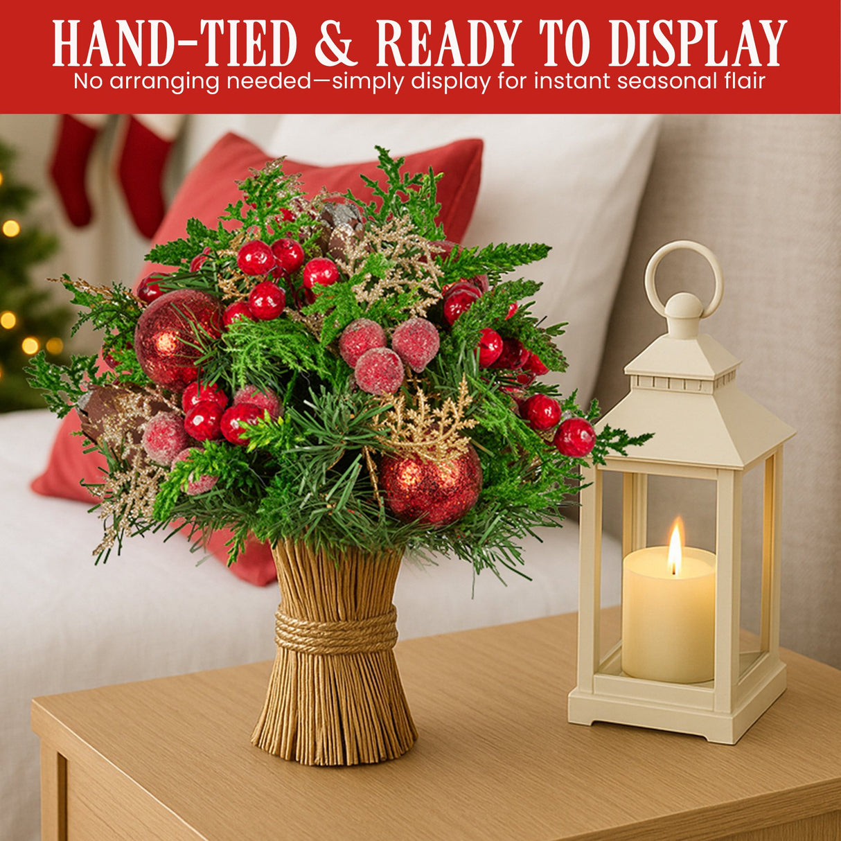 Elegant 33cm Pre-Decorated Christmas Bouquet