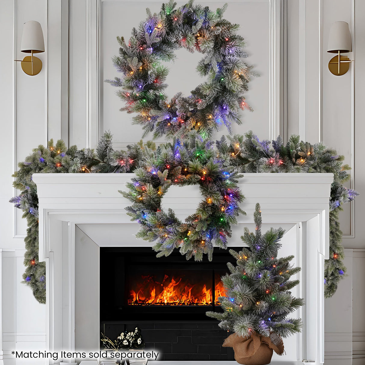 Snowy LED Christmas Garland with Timer