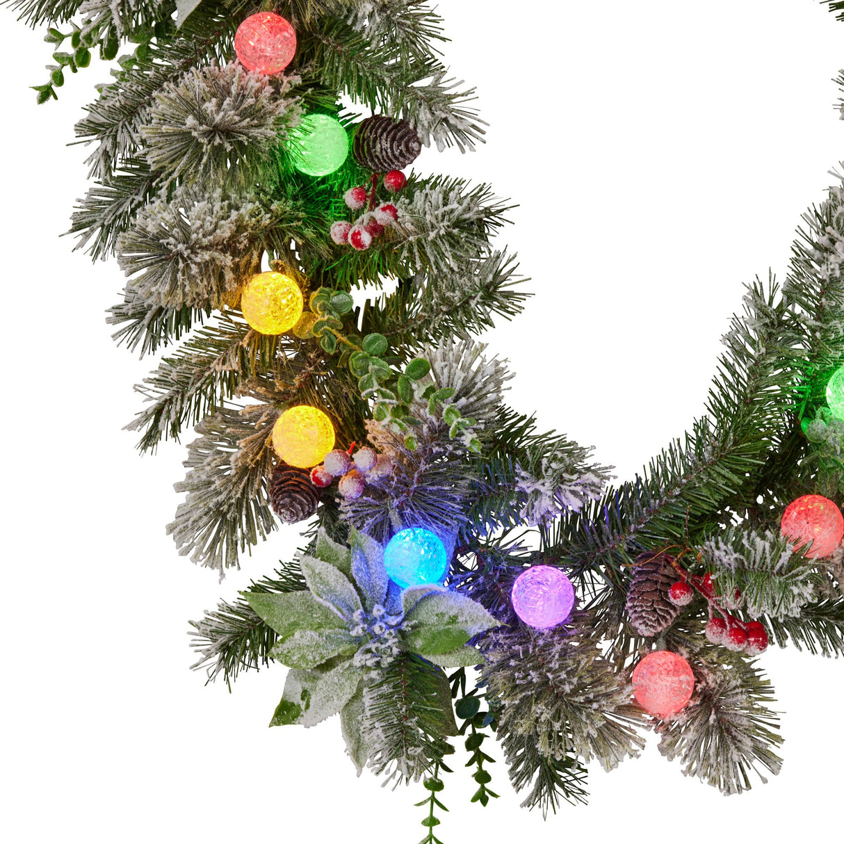 Snowy Crown Pine Pre-Lit Christmas Garland
