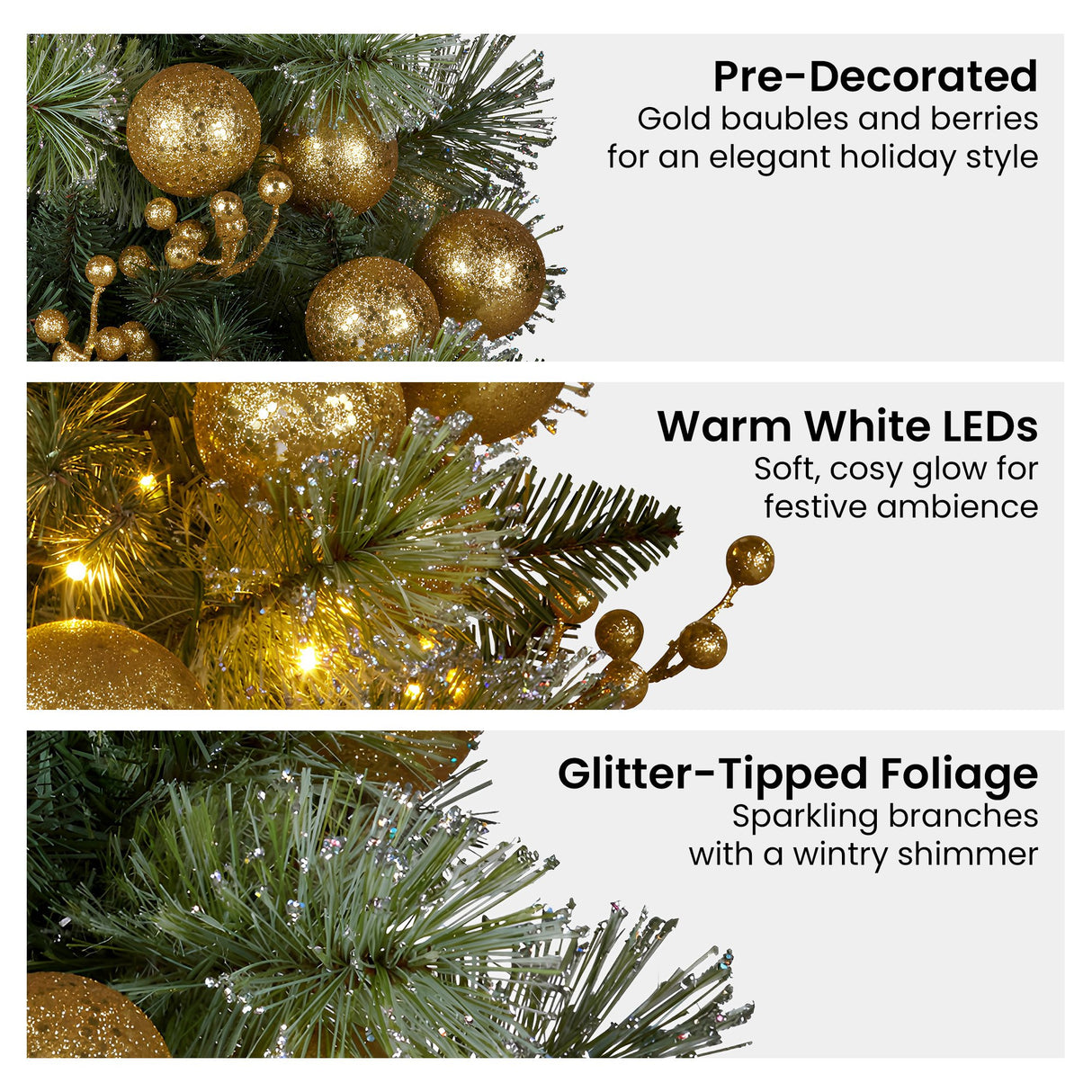Christabelle 2.7m Gold Bauble LED Garland