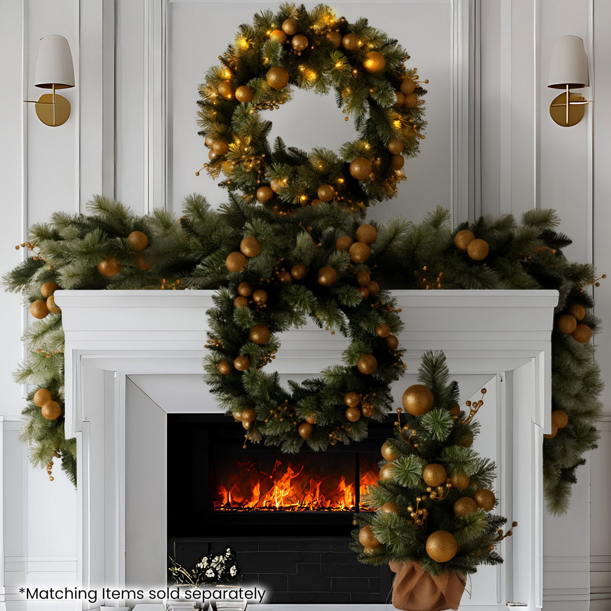 Christabelle 2.7m Gold Bauble LED Garland