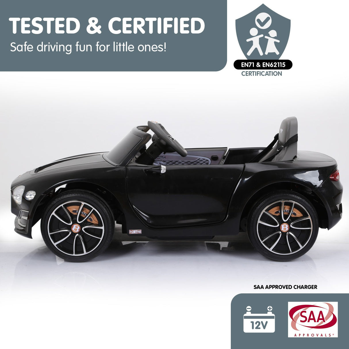 Thornton Kids Ride On Car, 12V Electric, Black