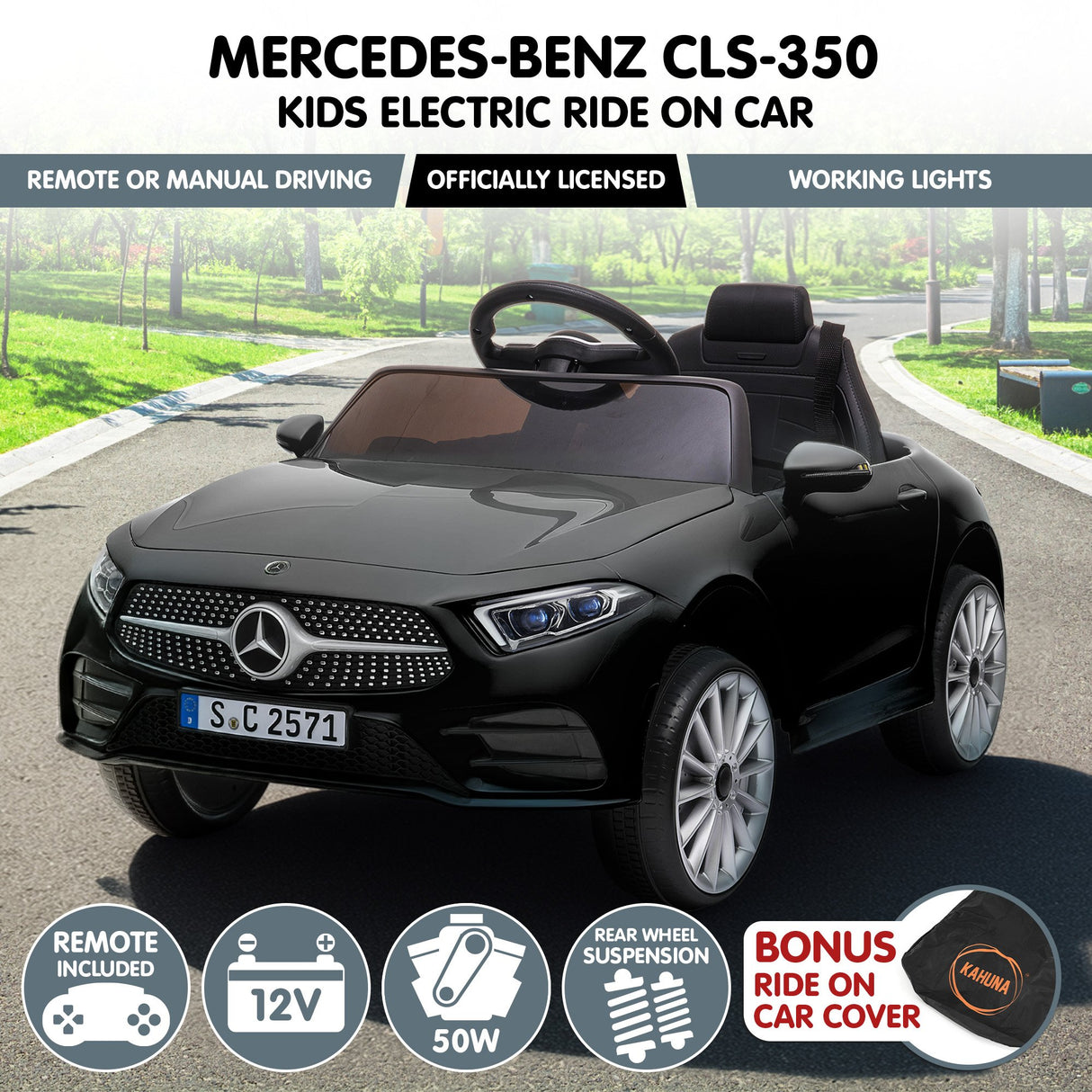 Snetterton Kids Ride On Car, 12V Electric, Black
