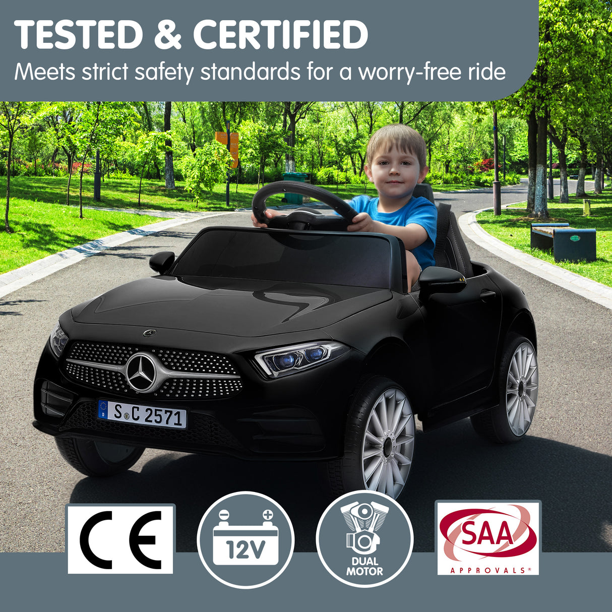Snetterton Kids Ride On Car, 12V Electric, Black
