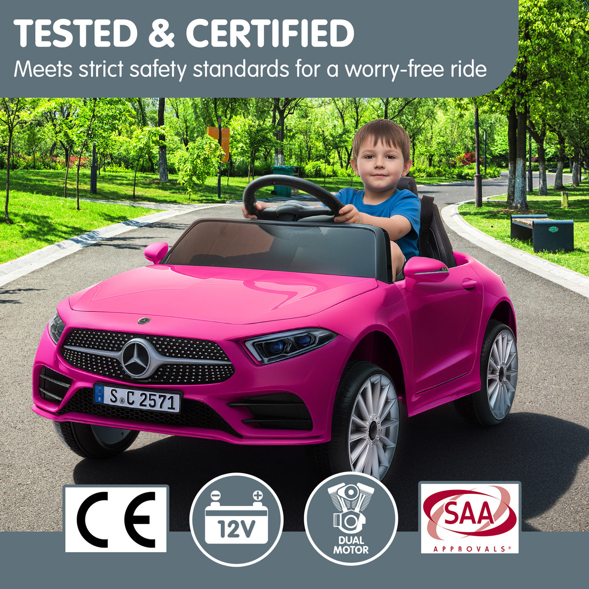 Snetterton Kids Ride On Car, 12V Electric, Pink