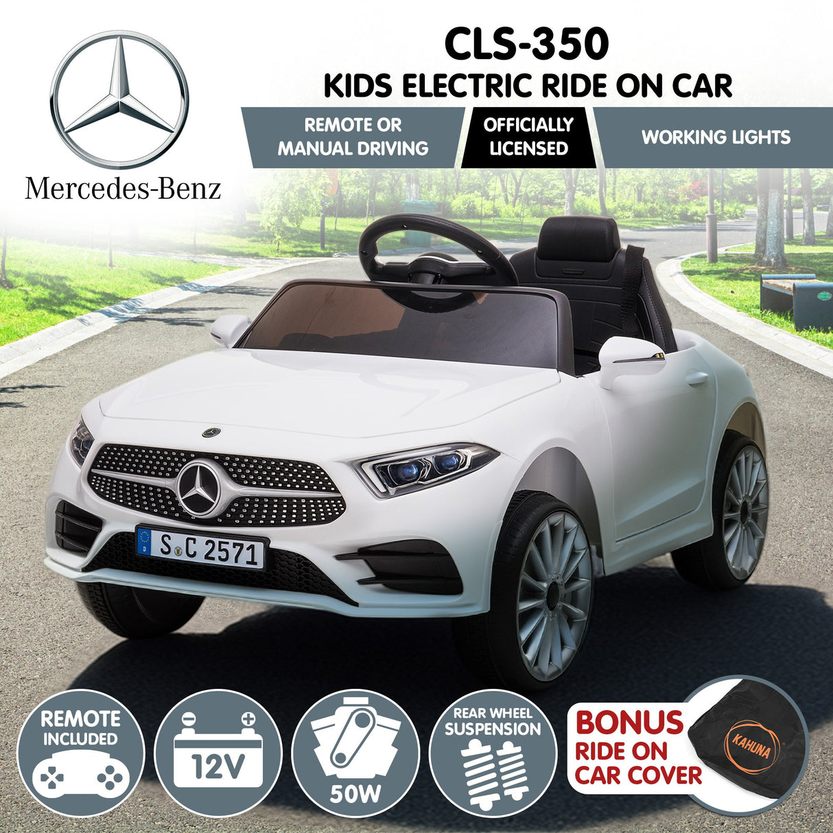 Snetterton Kids Ride On Car, 12V Electric, White
