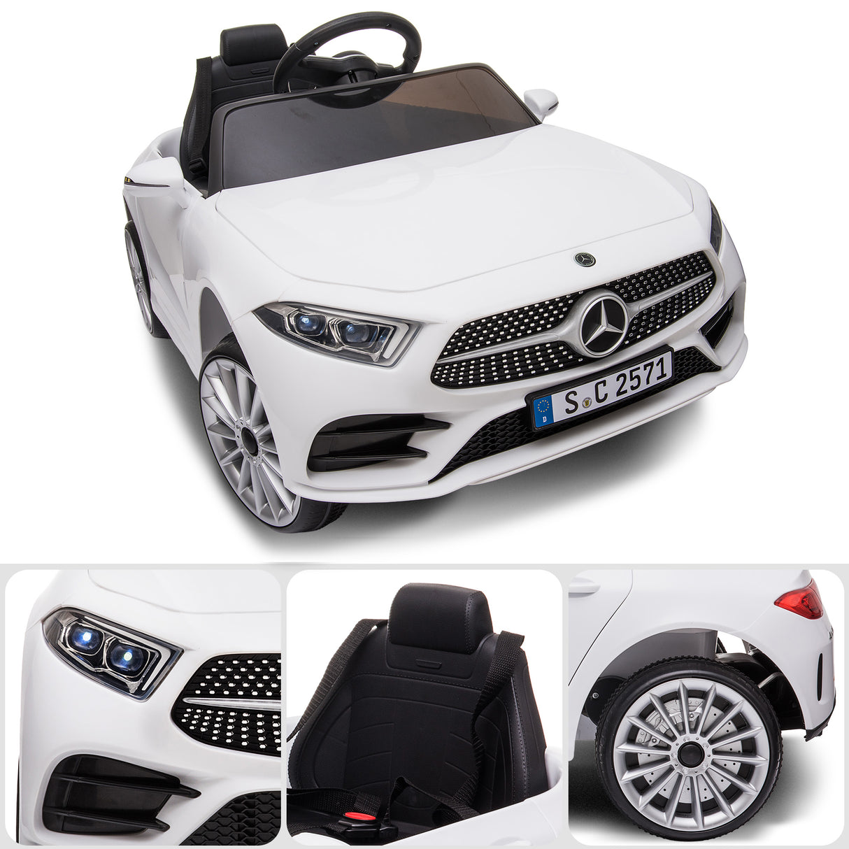 Snetterton Kids Ride On Car, 12V Electric, White