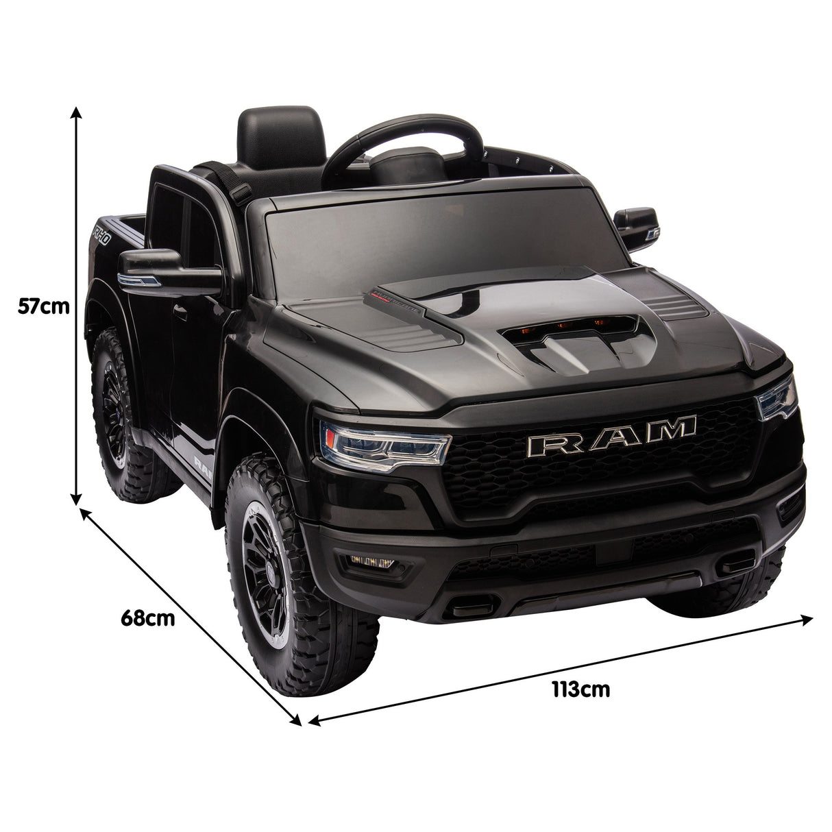 Thruxton Kids Ride On Car, 12V Electric Pickup Truck, Black