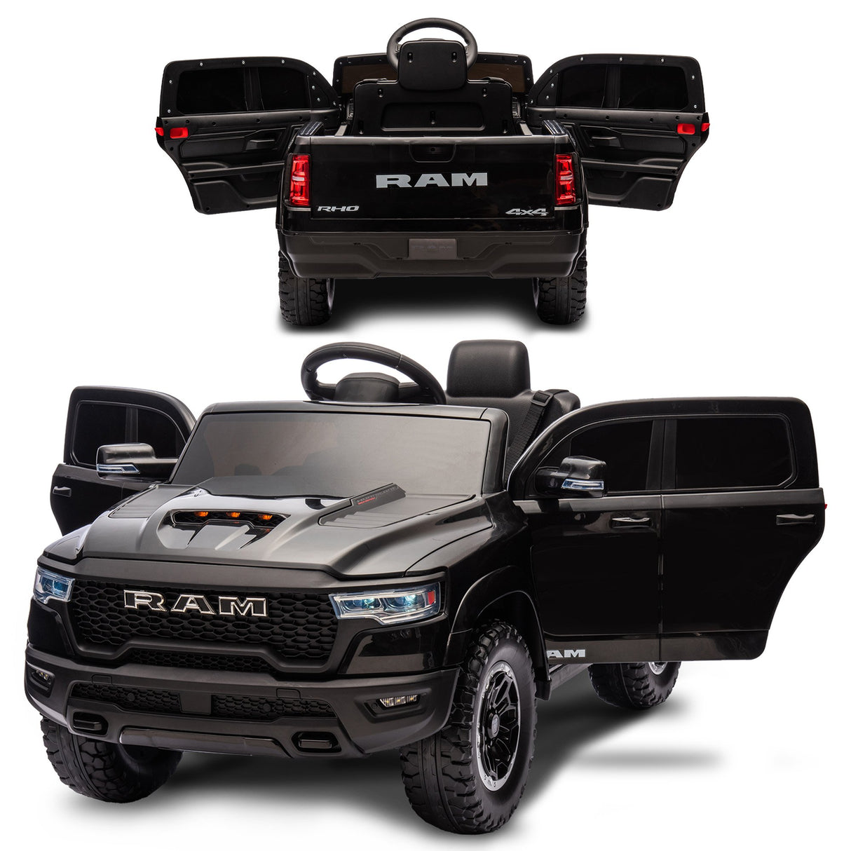 Thruxton Kids Ride On Car, 12V Electric Pickup Truck, Black