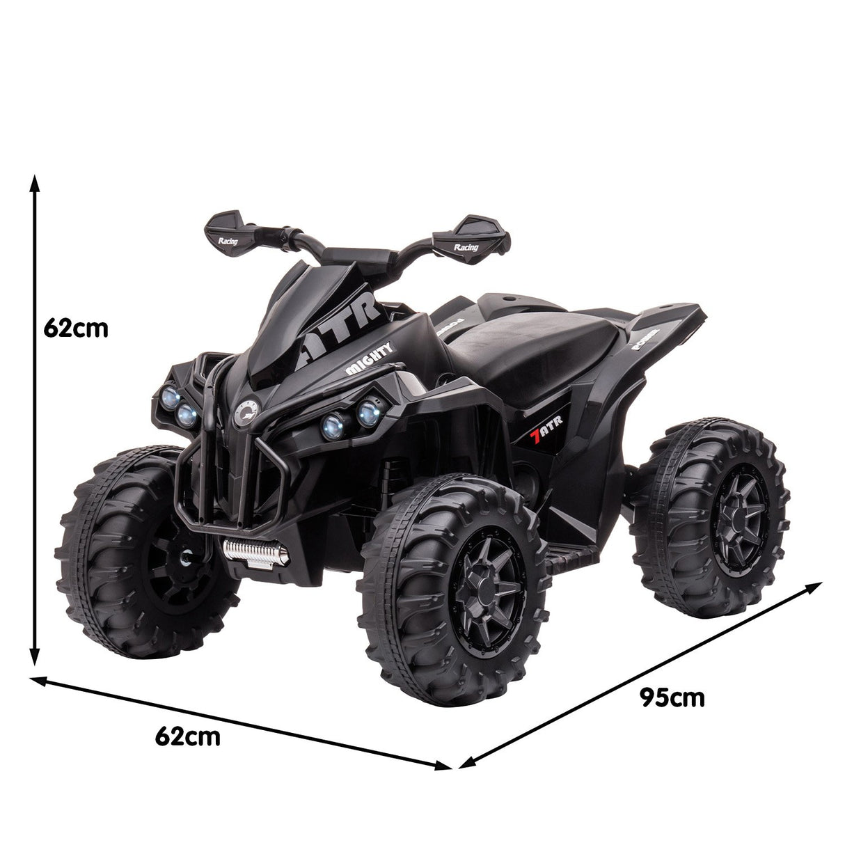 Mondello Kids Ride On Quad Bike, 12V Electric, Black