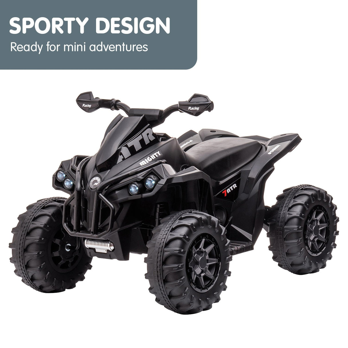 Mondello Kids Ride On Quad Bike, 12V Electric, Black