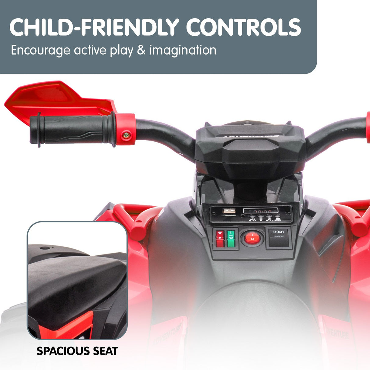 Mondello Kids Ride On Quad Bike, 12V Electric, Red