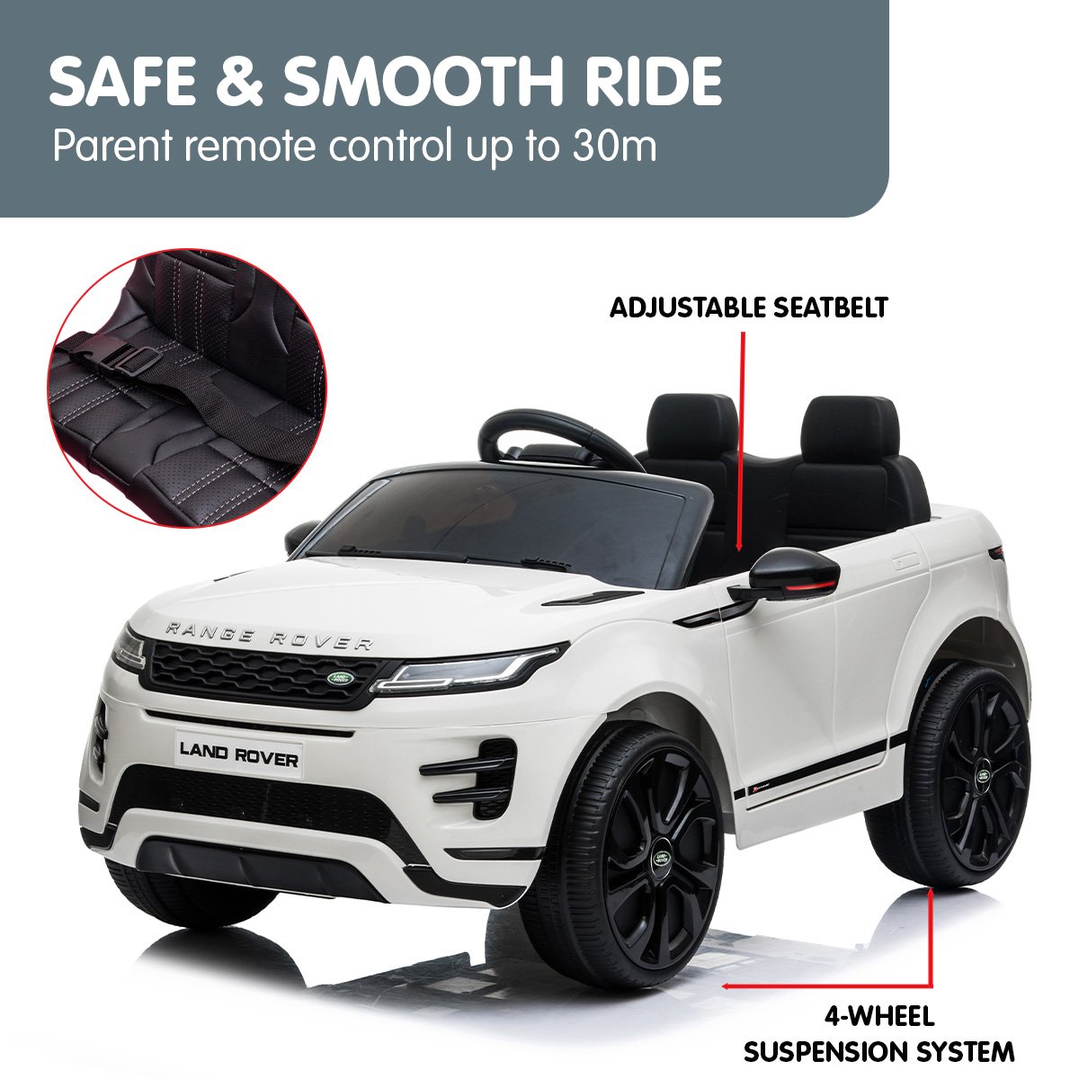 Prescott Kids Ride On Car, 12V Electric SUV, White
