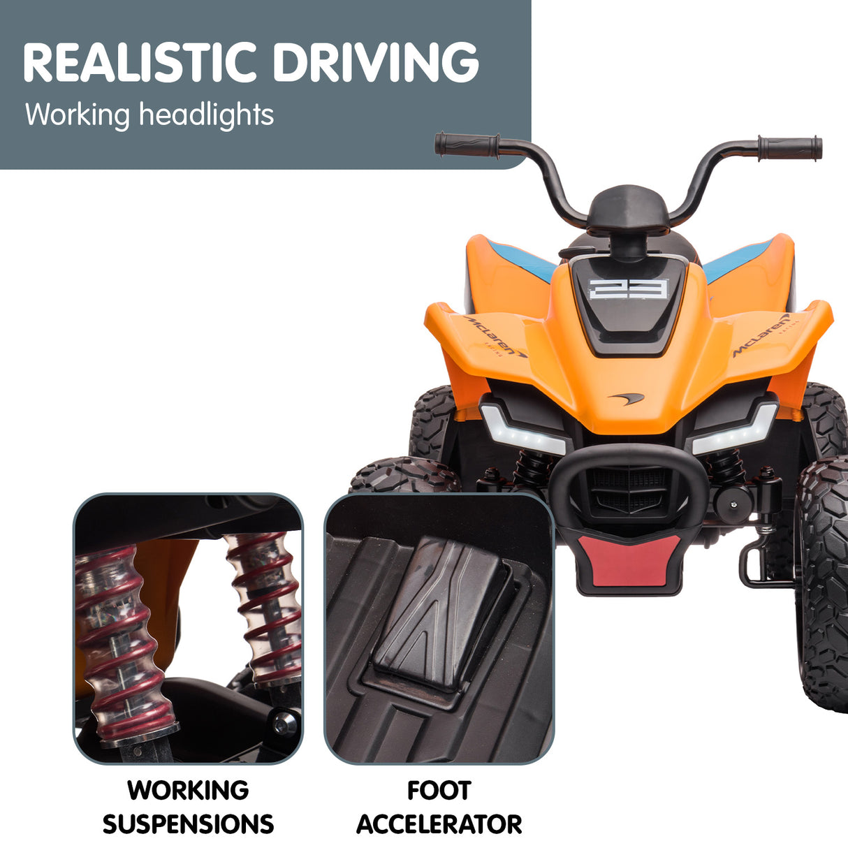 Lydden Kids Ride On Quad Bike, 12V Electric, Orange