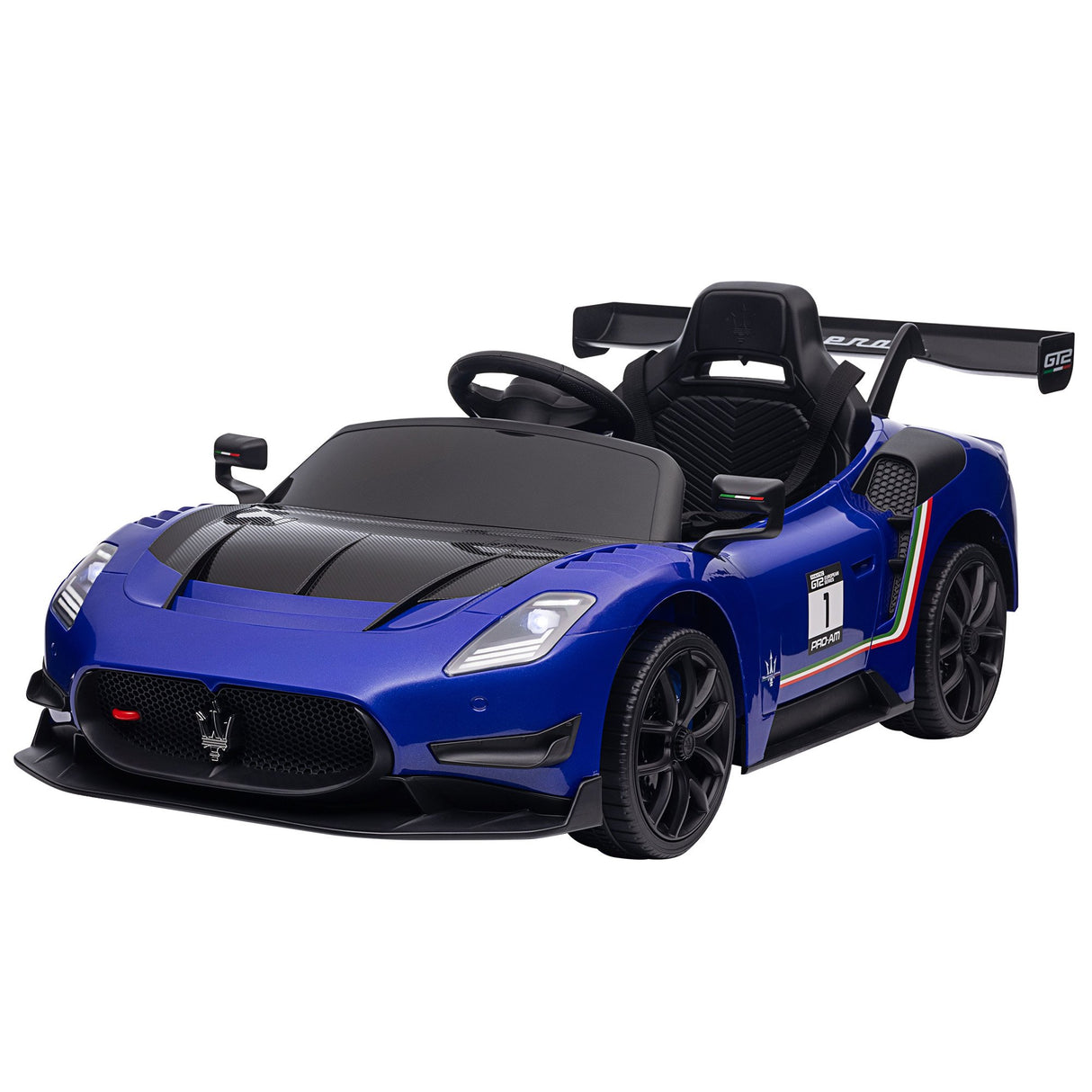 Longcross Kids Ride On Car, 12V Electric Race Car, Blue