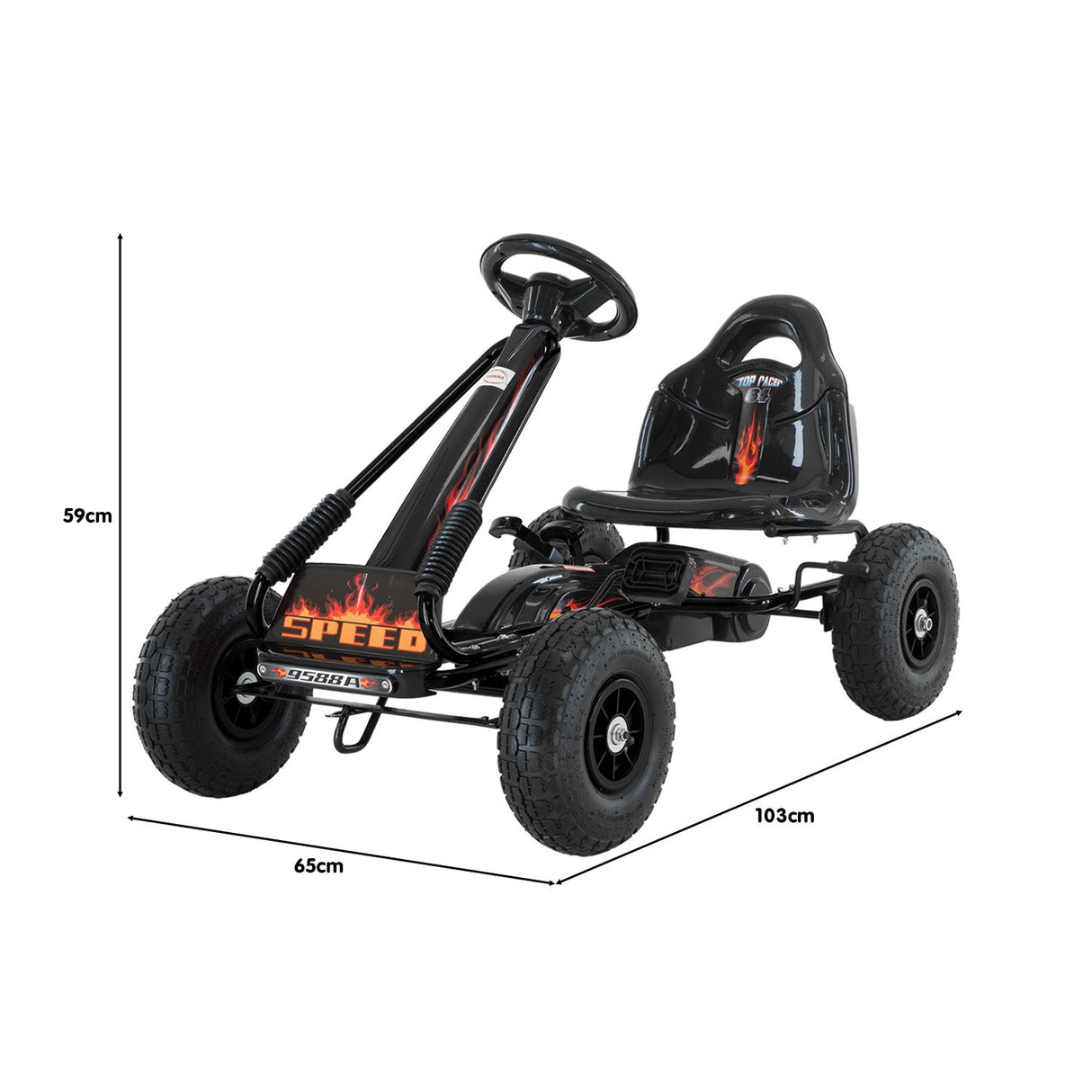 Meliquina Kids Pedal Go Kart, Black