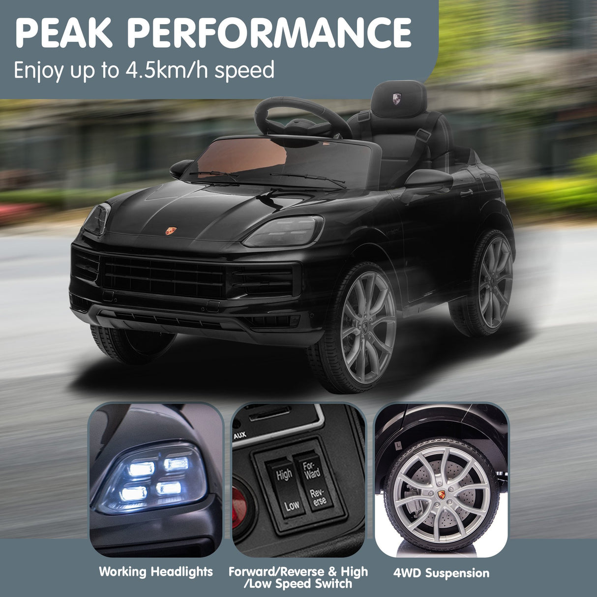 Santa Pod Kids Ride On Car, 12V Electric SUV Coupe, Black
