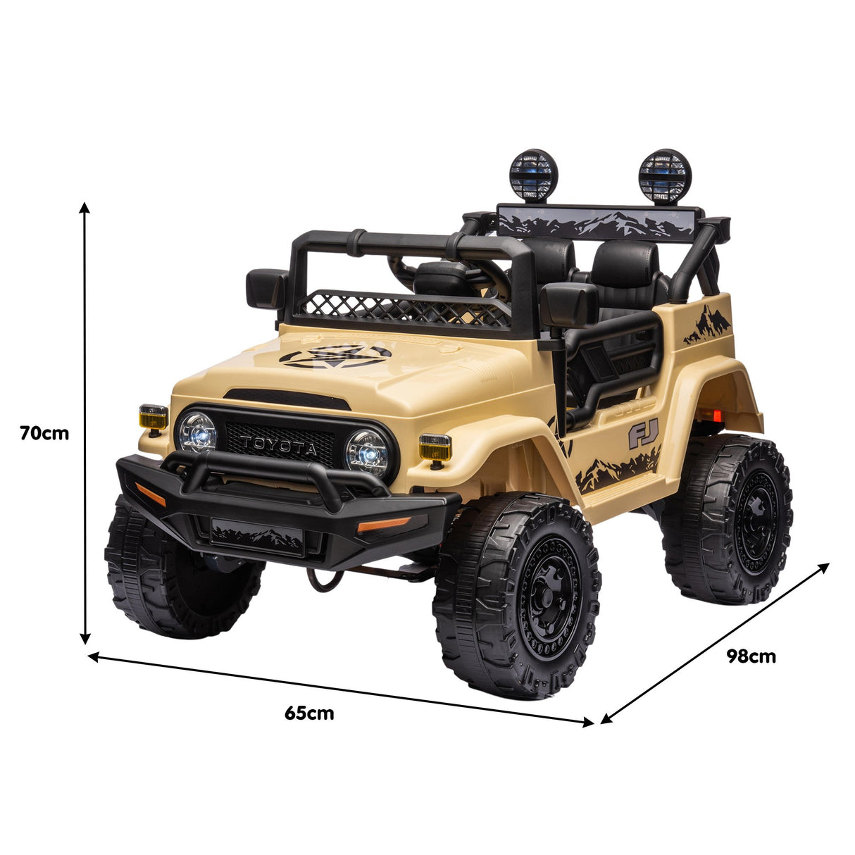 Pembrey Kids Ride On Car, 12V Electric 4WD, Khaki