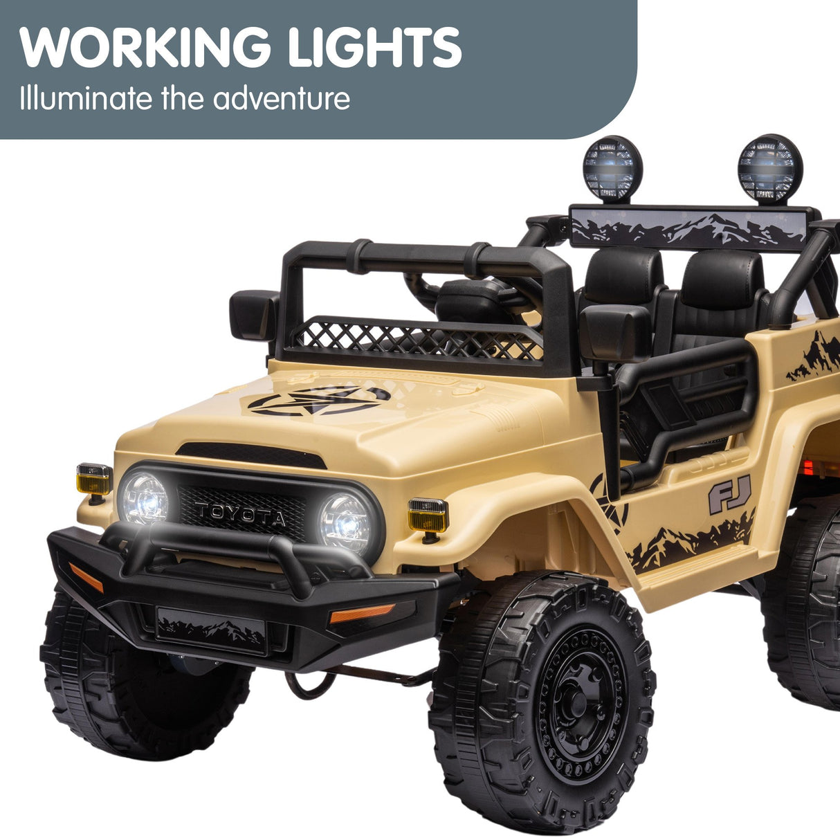 Pembrey Kids Ride On Car, 12V Electric 4WD, Khaki