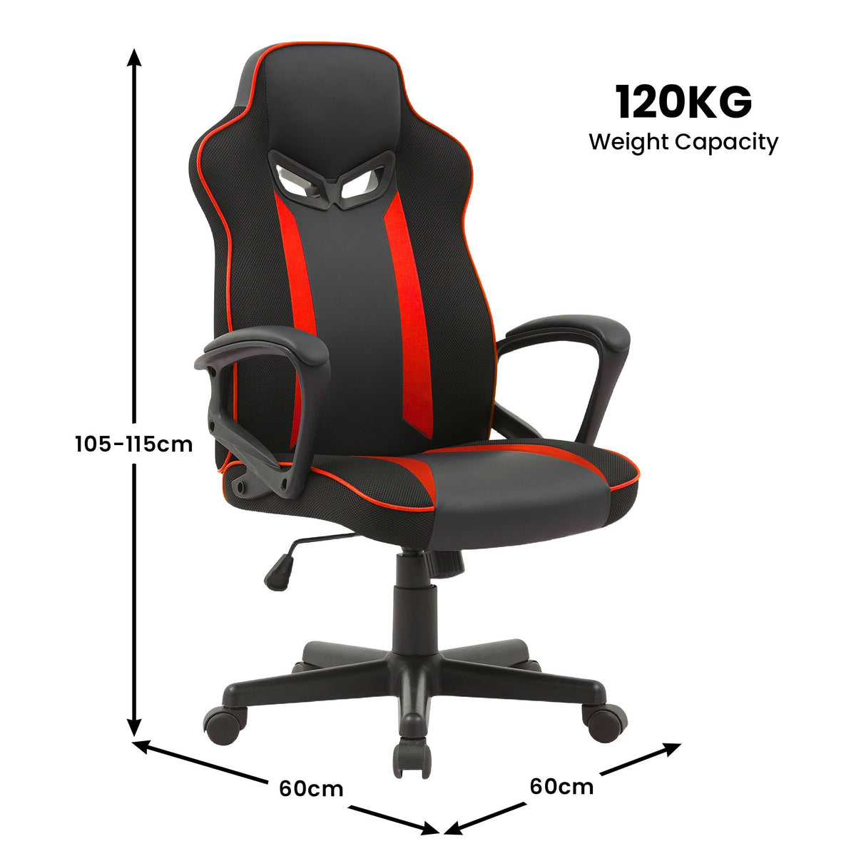 Two Rocks black and red racing gaming chair, view 4