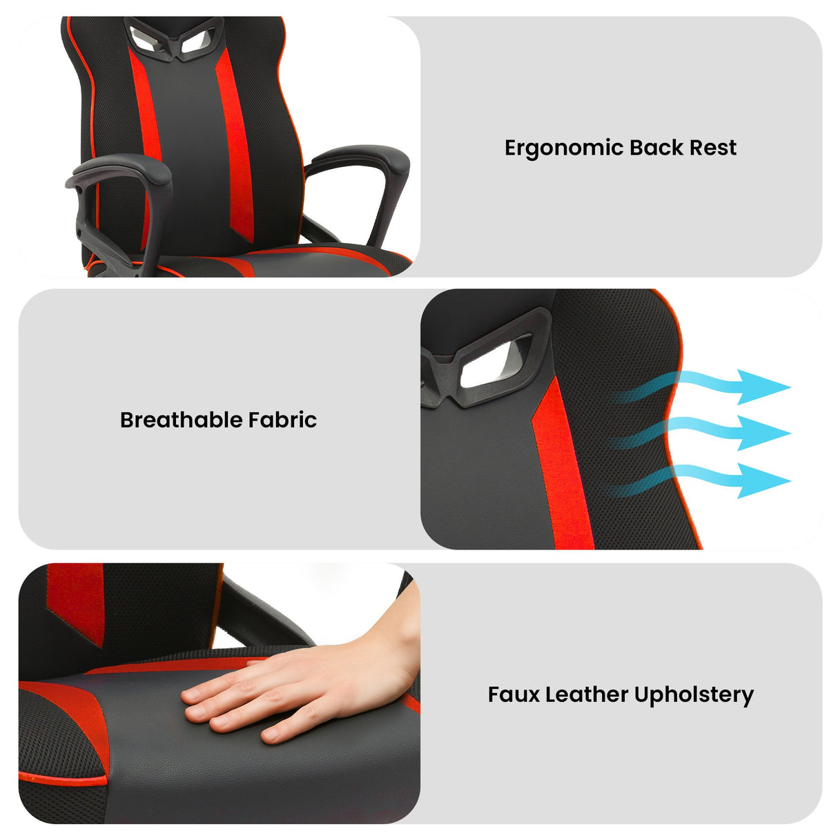 Two Rocks black and red racing gaming chair, view 7