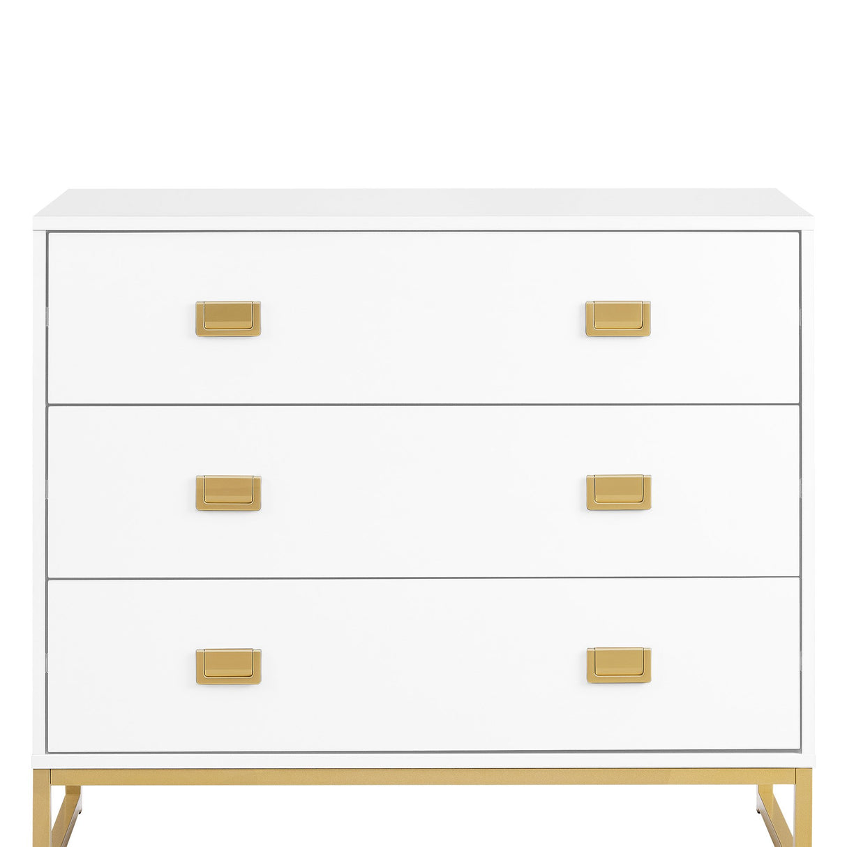 Zuheros Tallboy Dresser, 3 Drawer, White and Gold