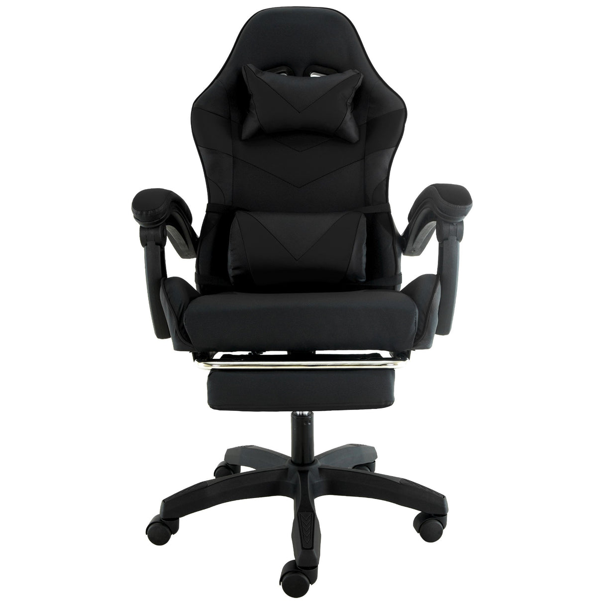 Gracetown black faux leather reclining gaming chair with footrest