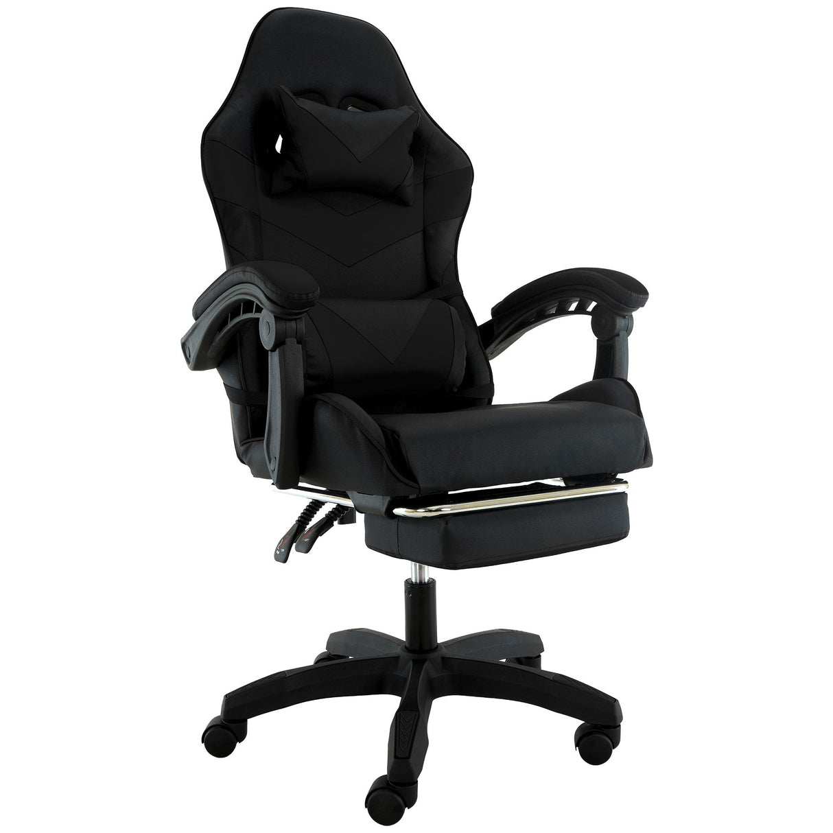 Gracetown black faux leather reclining gaming chair with footrest