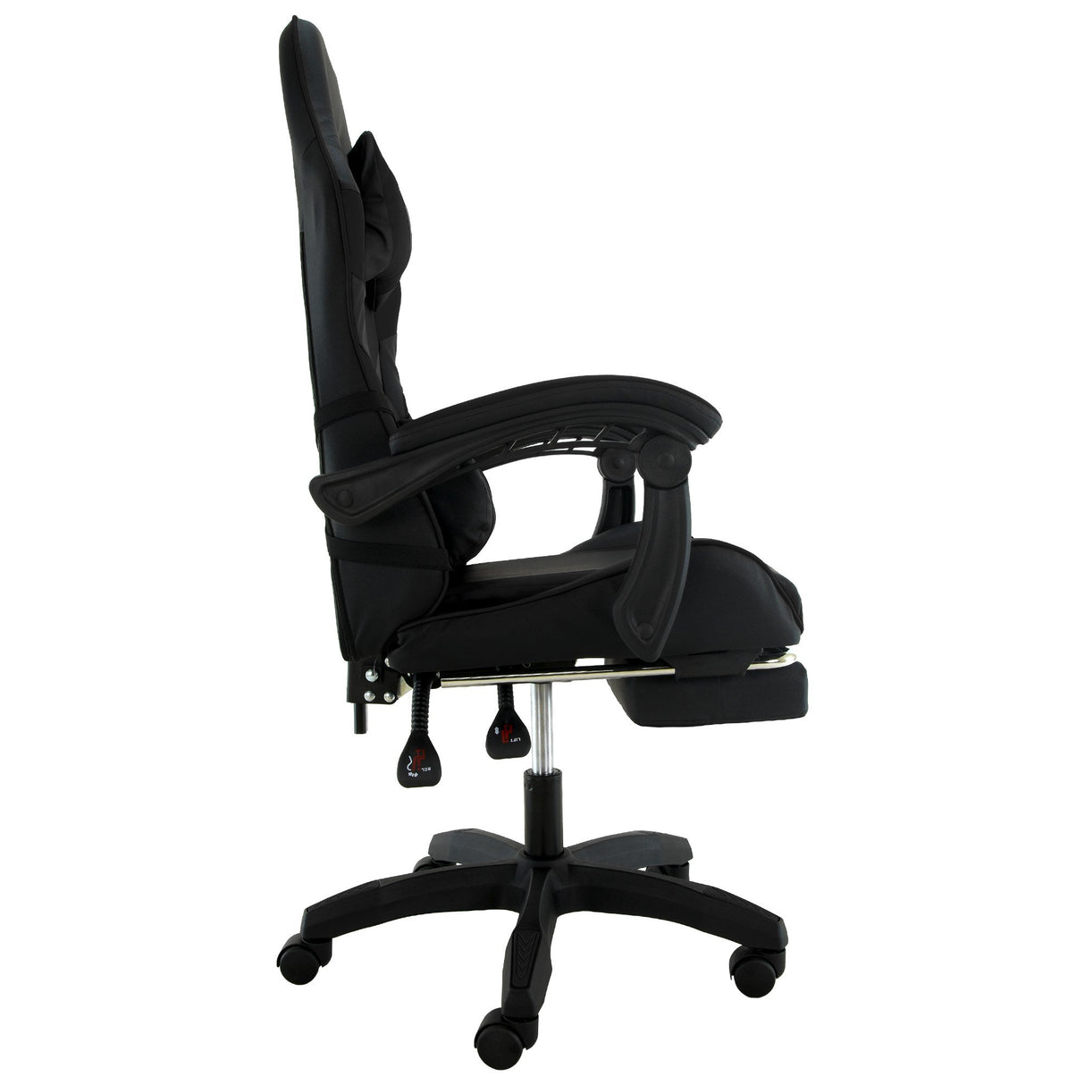 Gracetown black faux leather reclining gaming chair with footrest