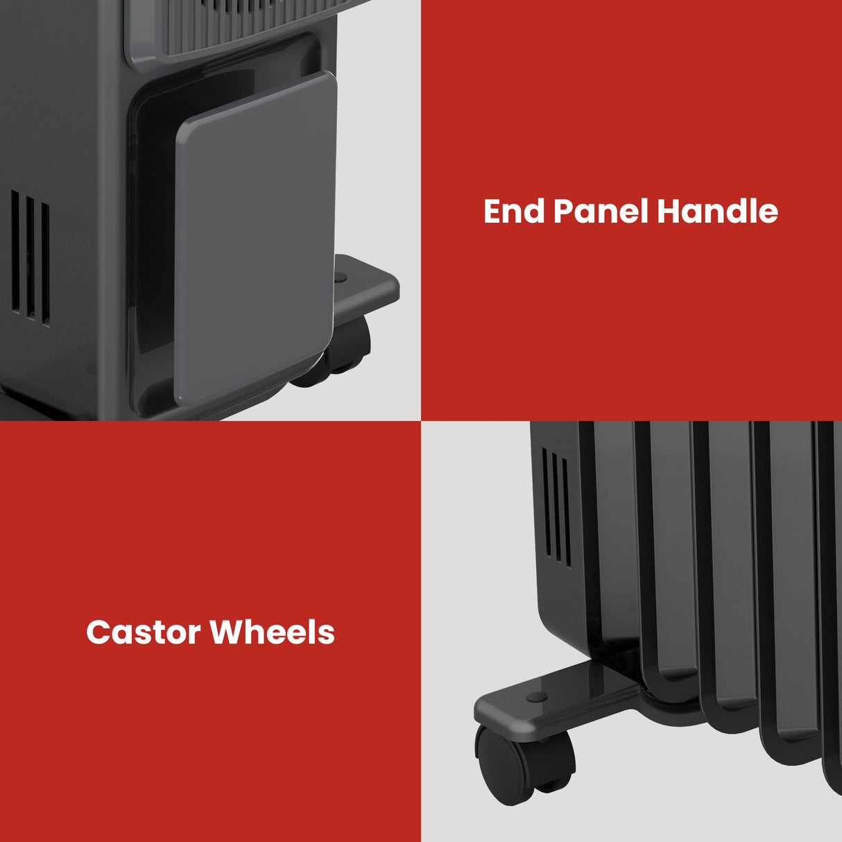 Cable storage detail on the rear of the black column heater