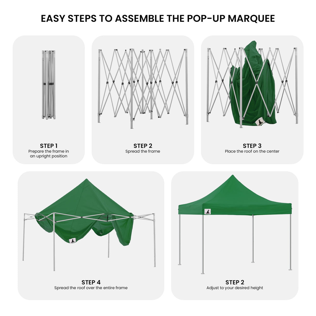 Leg height adjuster showing the three height settings on the gazebo frame