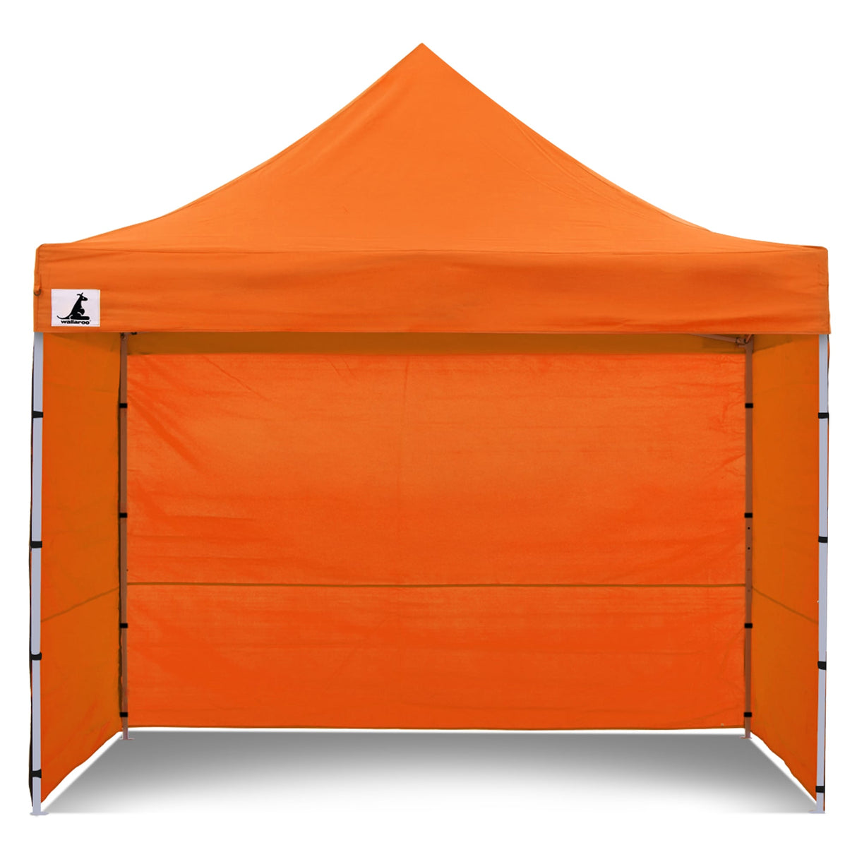 Mesh wall panel fitted to the orange pop up marquee to allow airflow