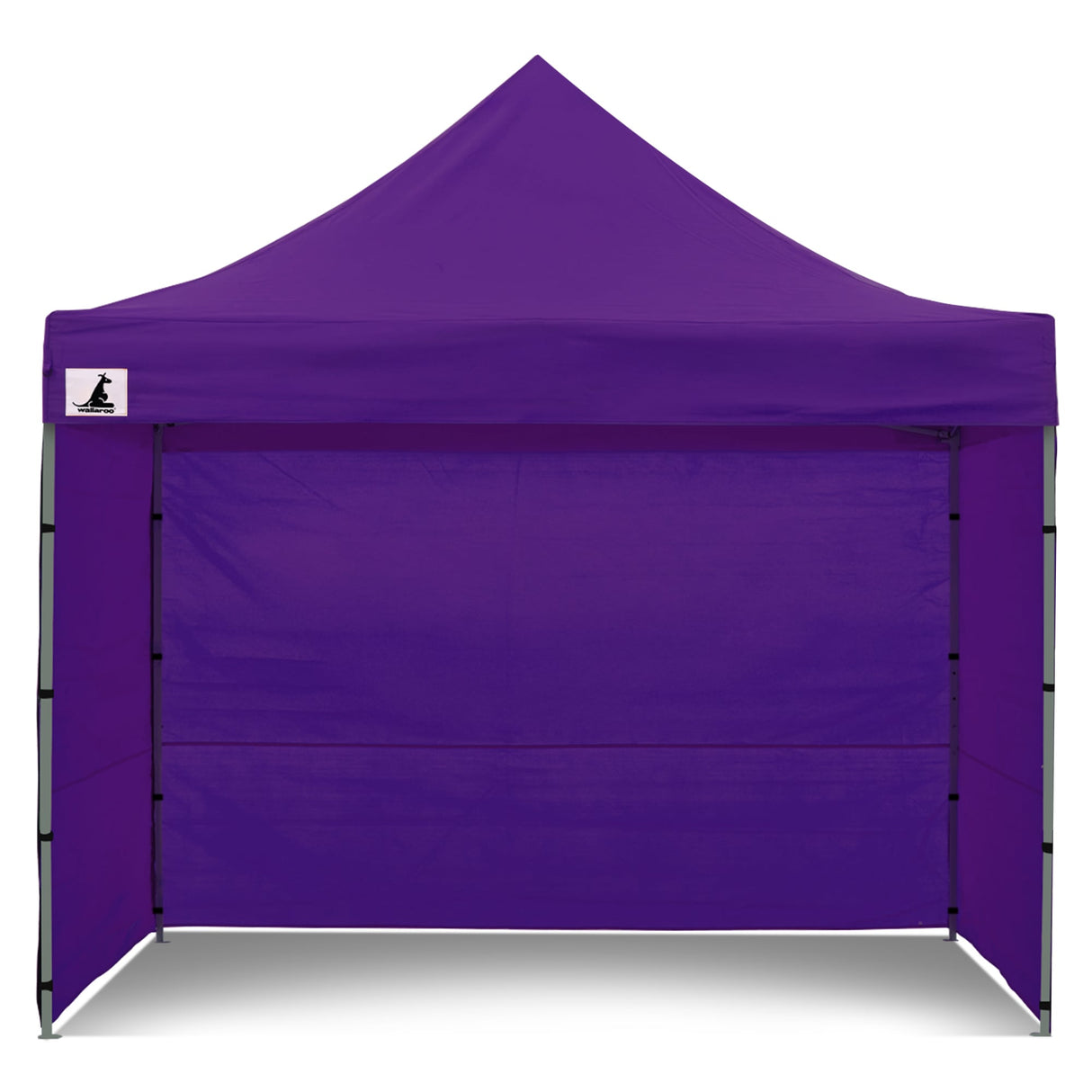 Mesh wall panel fitted to the purple pop up marquee to allow airflow