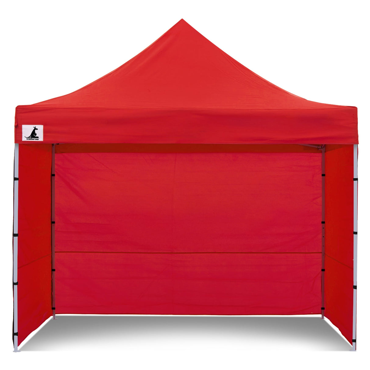 Mesh wall panel fitted to the red pop up marquee to allow airflow
