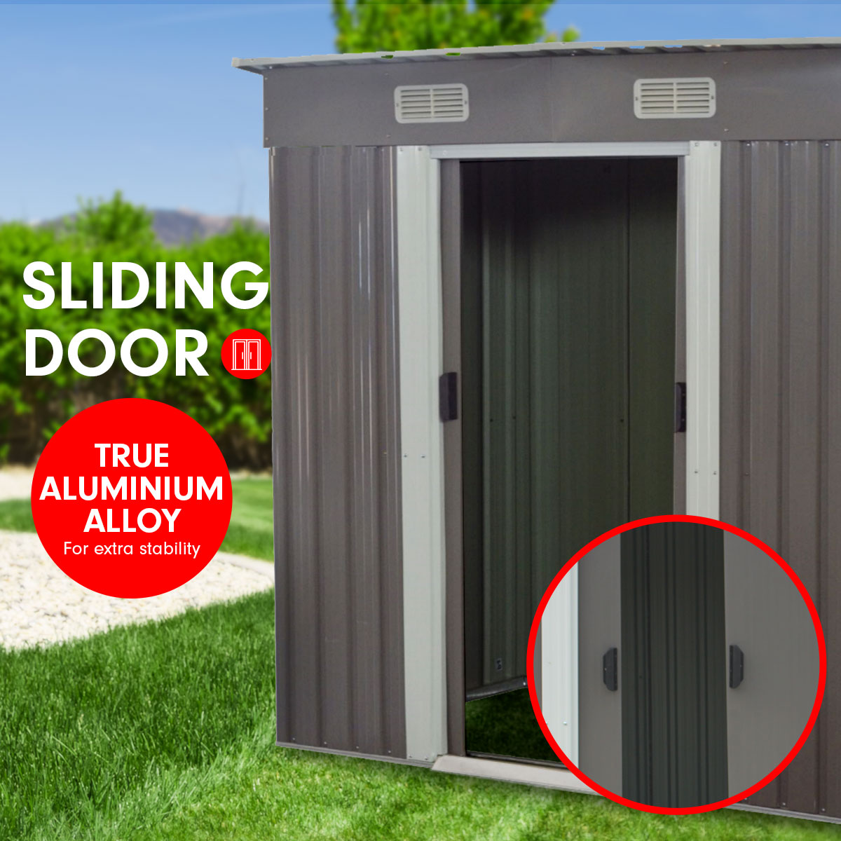 Grey 4x8ft metal garden shed with base (view 4)