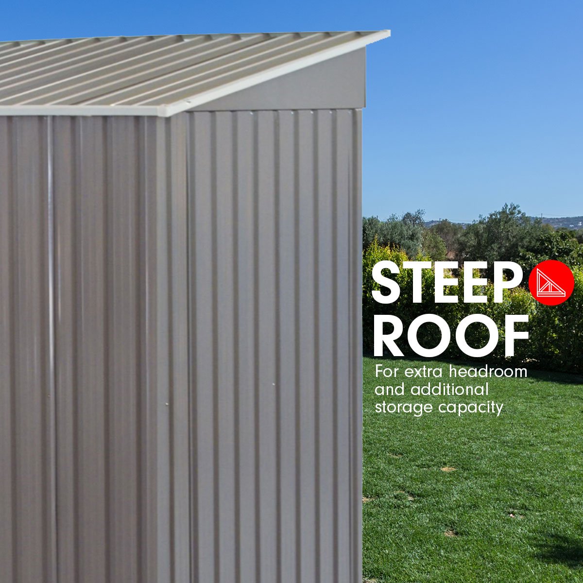 Grey 4x8ft metal garden shed with base (view 7)