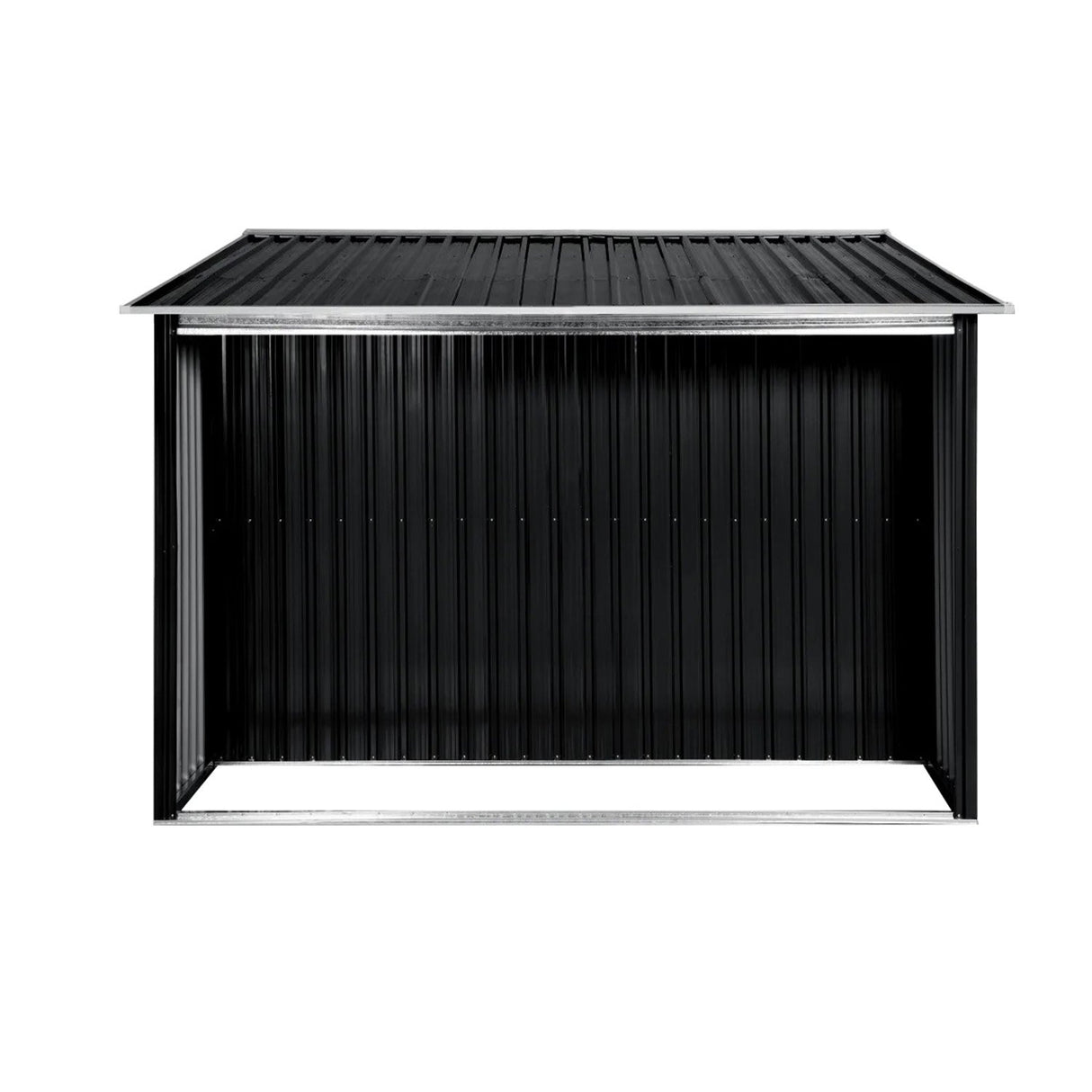 Black 10x8ft metal garden shed with semi-closed side storage (view 4)