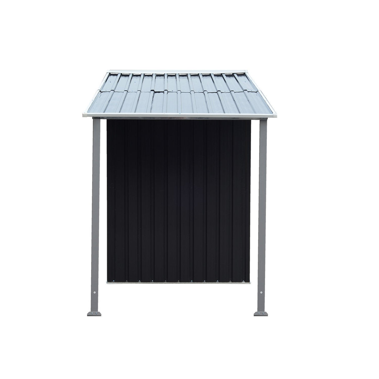 Zinc Steel Garden Shed 4 x 8ft with Open Storage - Black