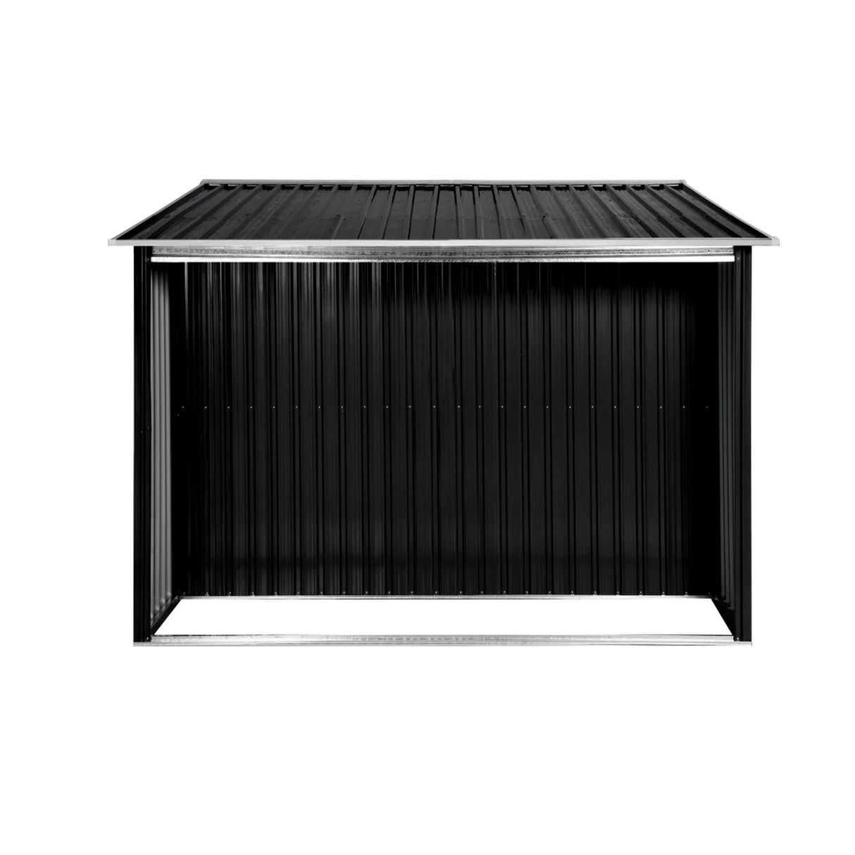 Black 6x8ft metal garden shed with semi-closed side storage (view 4)