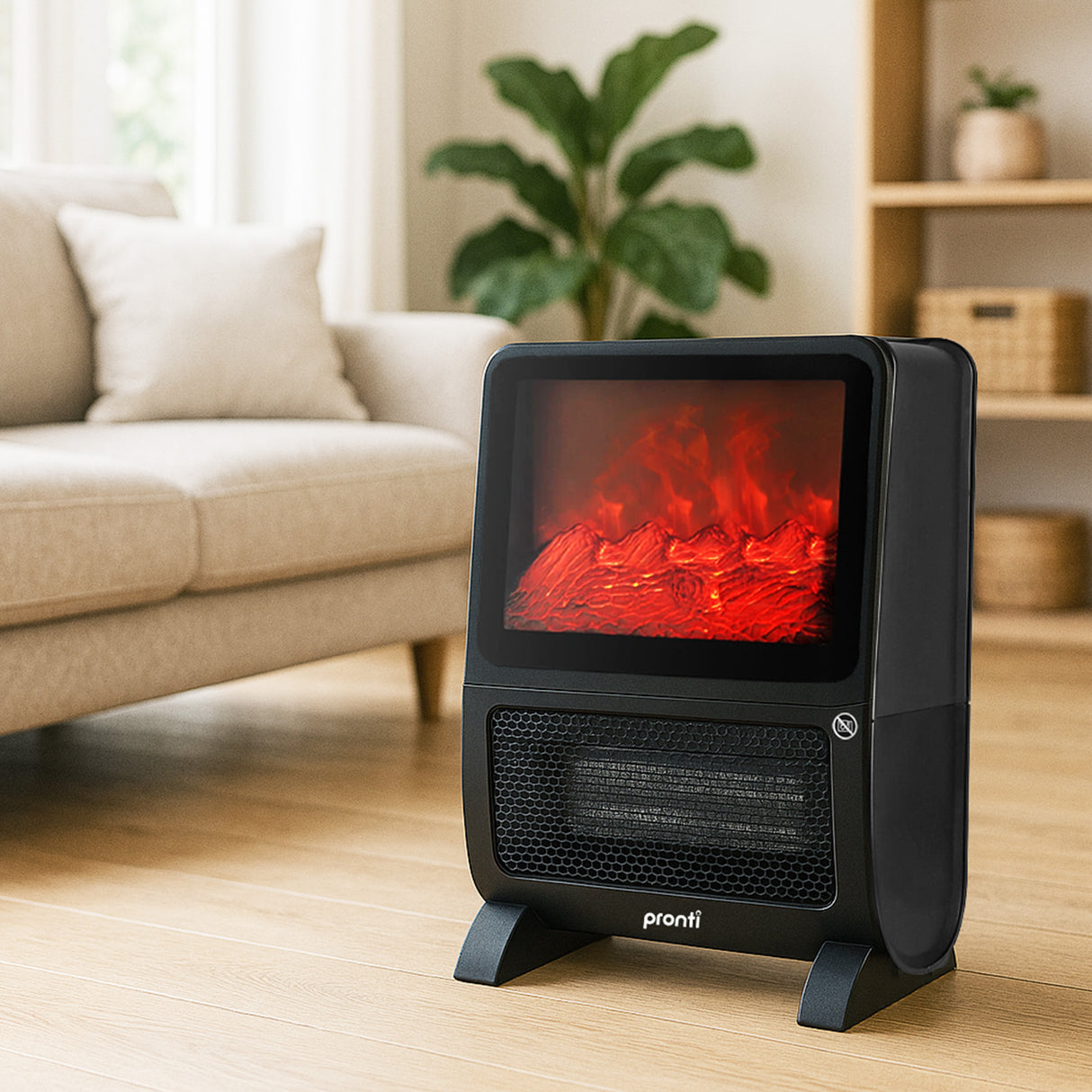 Dimensions of portable room heater, 33 by 19 by 49.5 centimetres