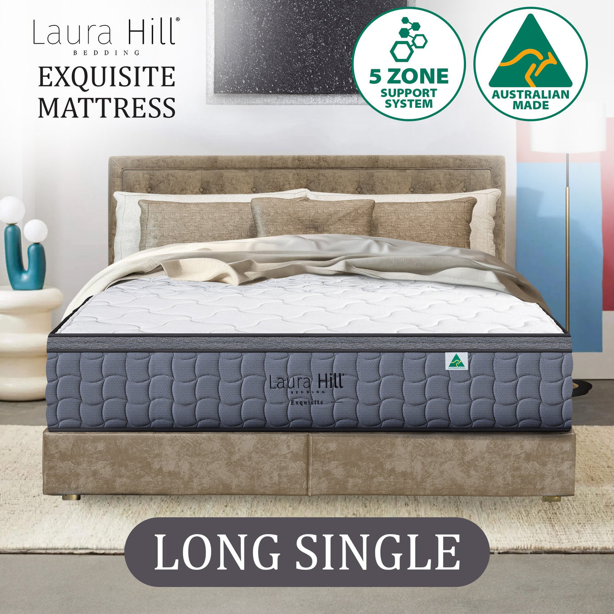 Laura Hill Exquisite Australian-Made Premium Mattress — Stretch Knit, Medium Firm — Allure Home Collections