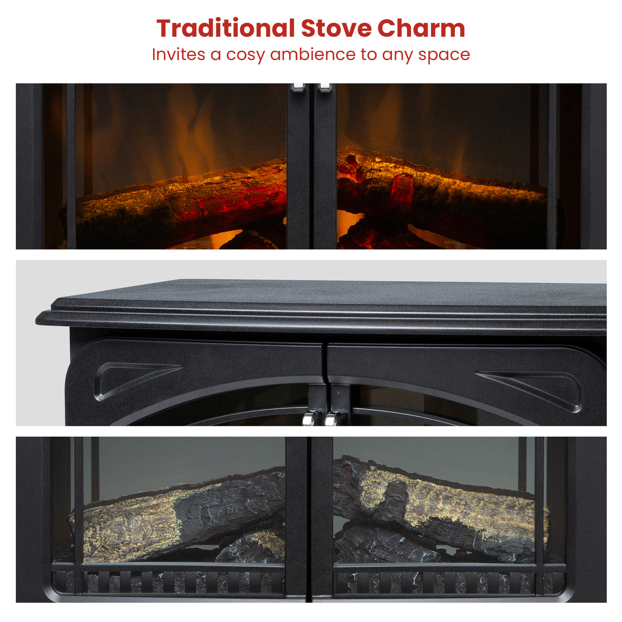 Remote control supplied with the 2 kW electric fire stove heater