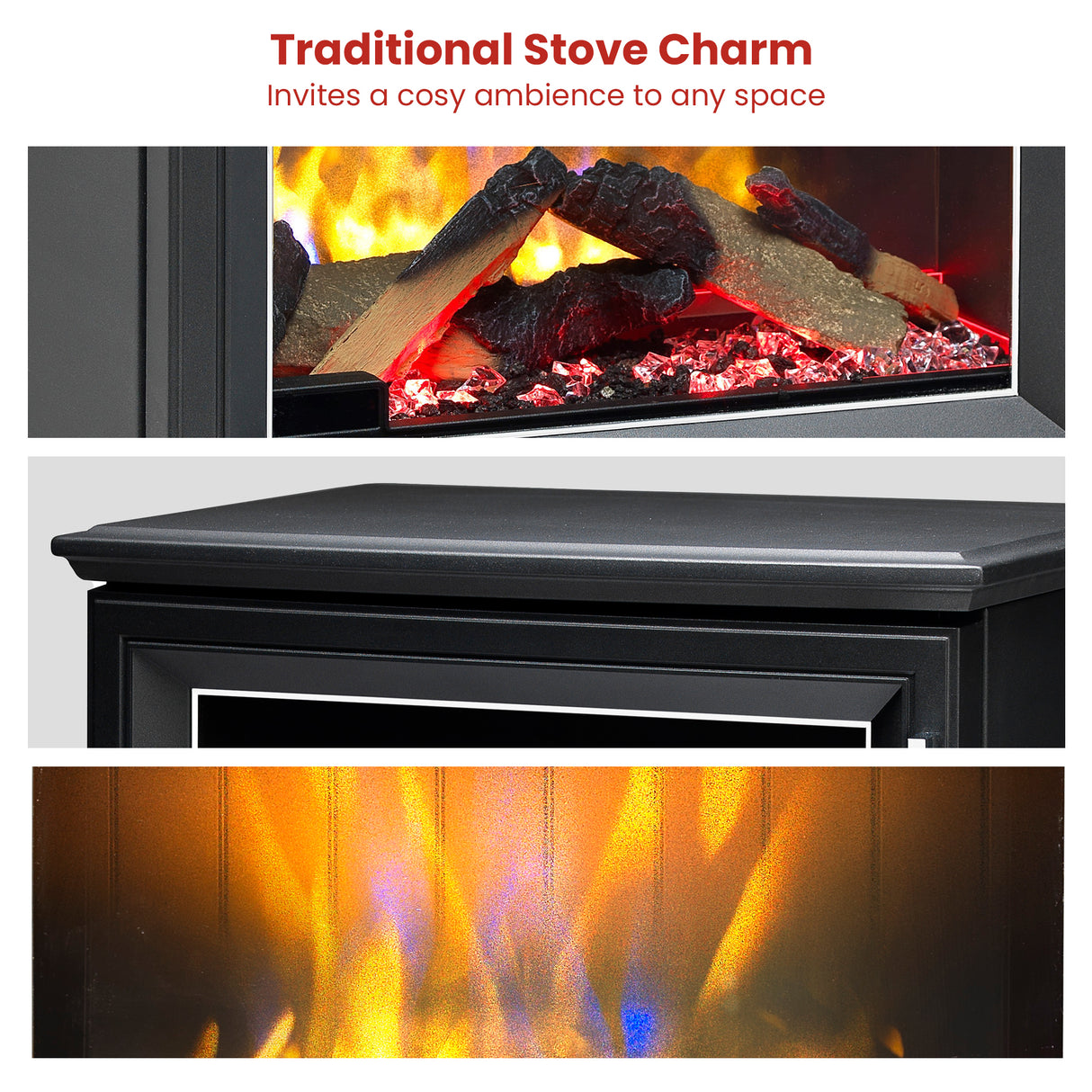 Remote control supplied with the 2 kW electric fire stove