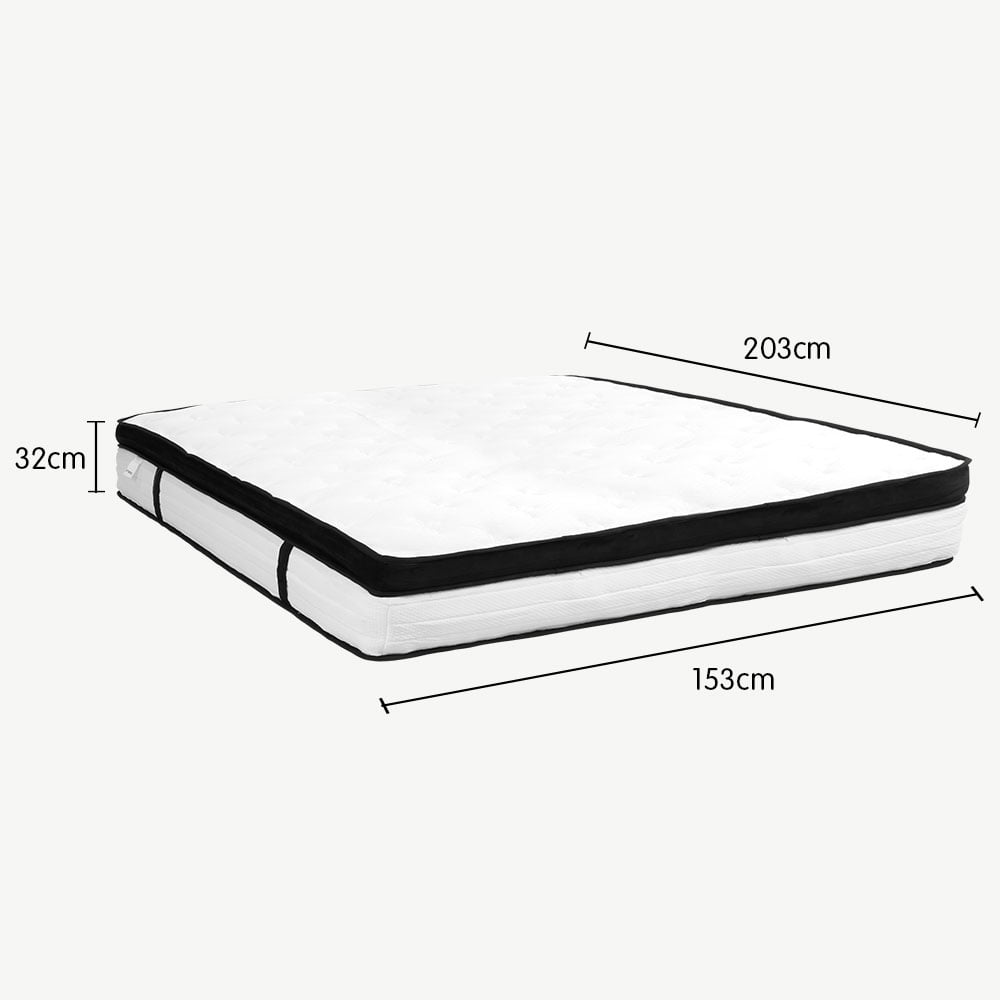 Medium euro top pocket spring mattress, 32cm queen