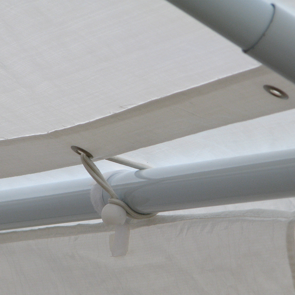 Marquee roof cover viewed from below inside the erected marquee