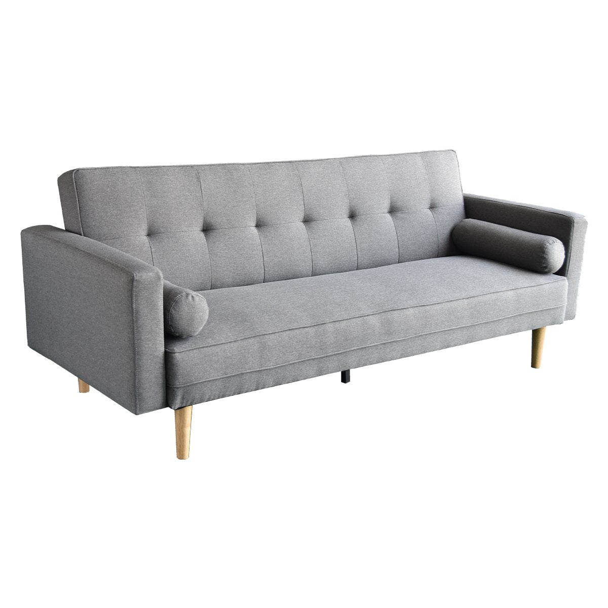 Villajoyosa light grey linen sofa bed in a modern living room