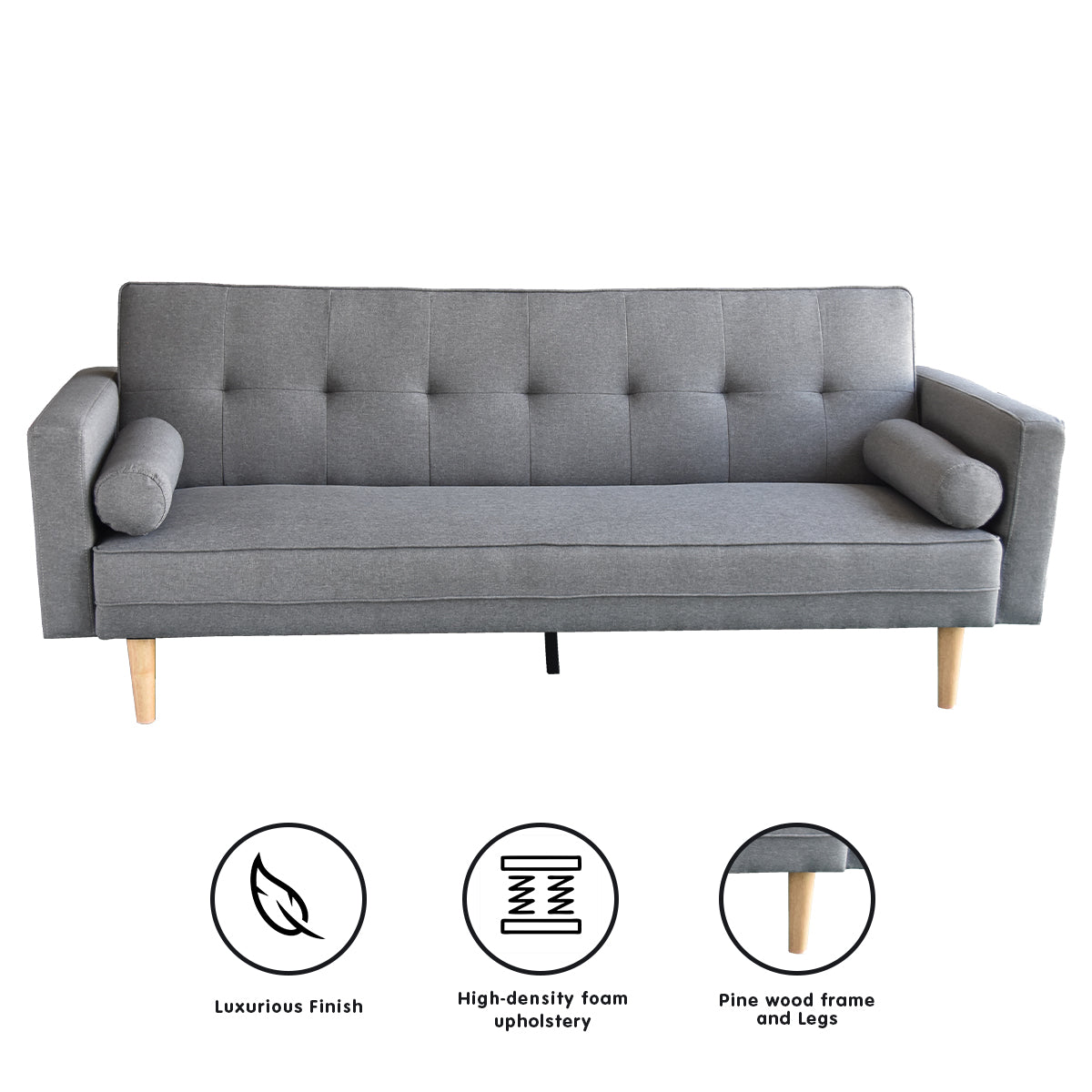 Villajoyosa 3 Seater Sofa Bed, Light Grey