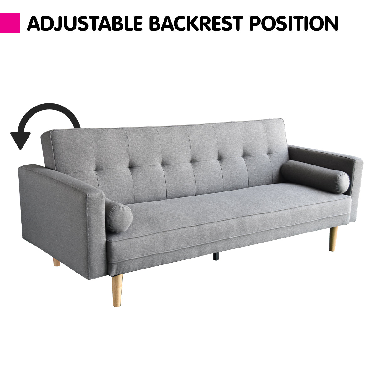 Villajoyosa 3 Seater Sofa Bed, Light Grey